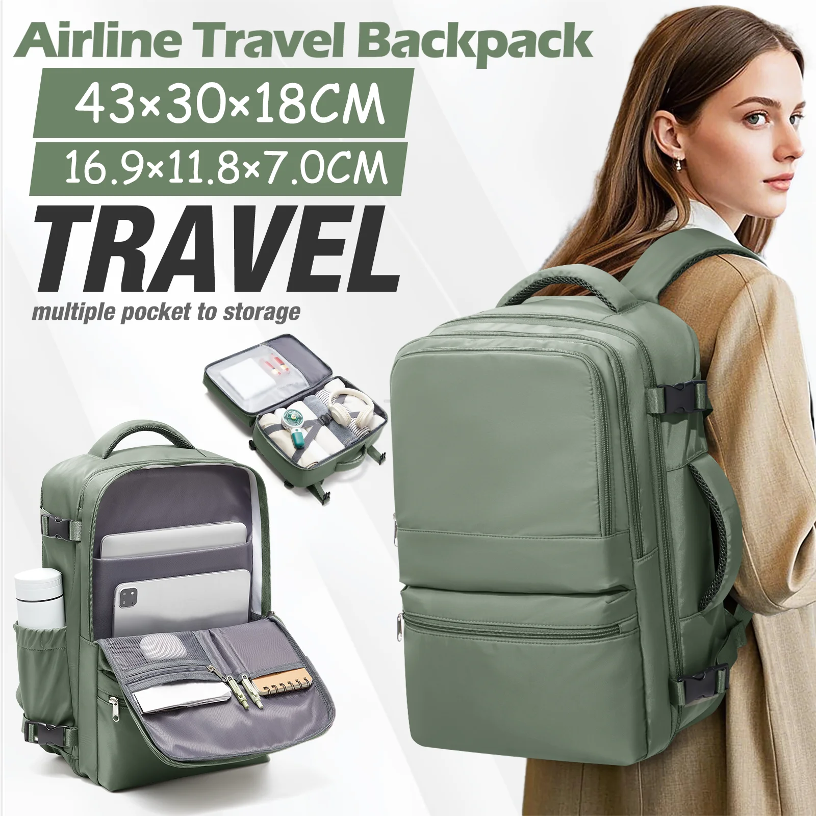 حقيبة ظهر للسفر لمقصورة الطائرات للمسافات القصيرة مقاس 45 × 36 × 20 حقيبة ظهر للأمتعة اليدوية حقيبة المقصورة حقيبة حمل الطائرة، حقيبة ظهر للكلية