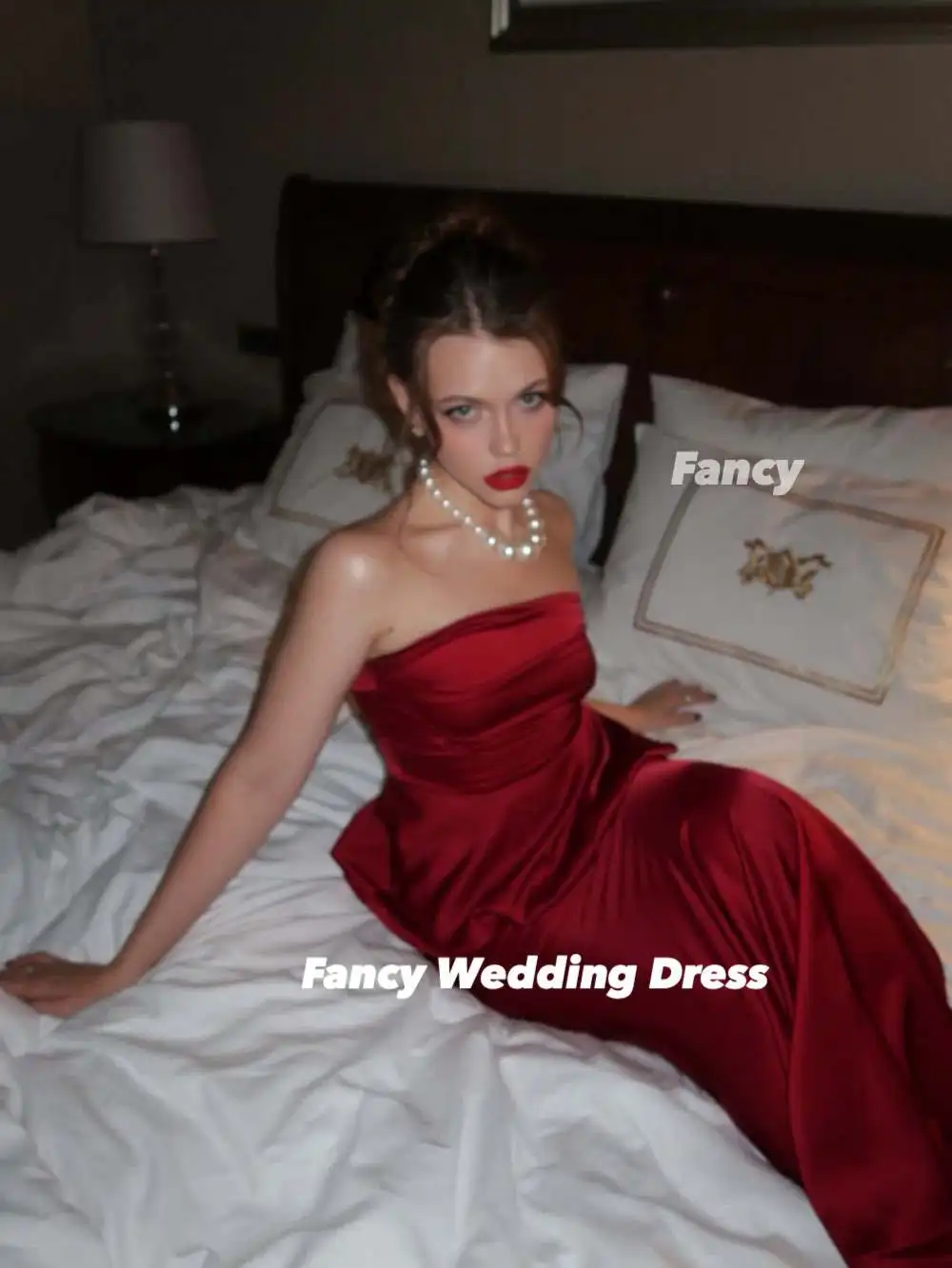 فستان سهرة فاخر مثير بدون حمالات في المملكة العربية السعودية فستان حفلات من الساتان الناعم عالي الجودة مع شال مخصص #4