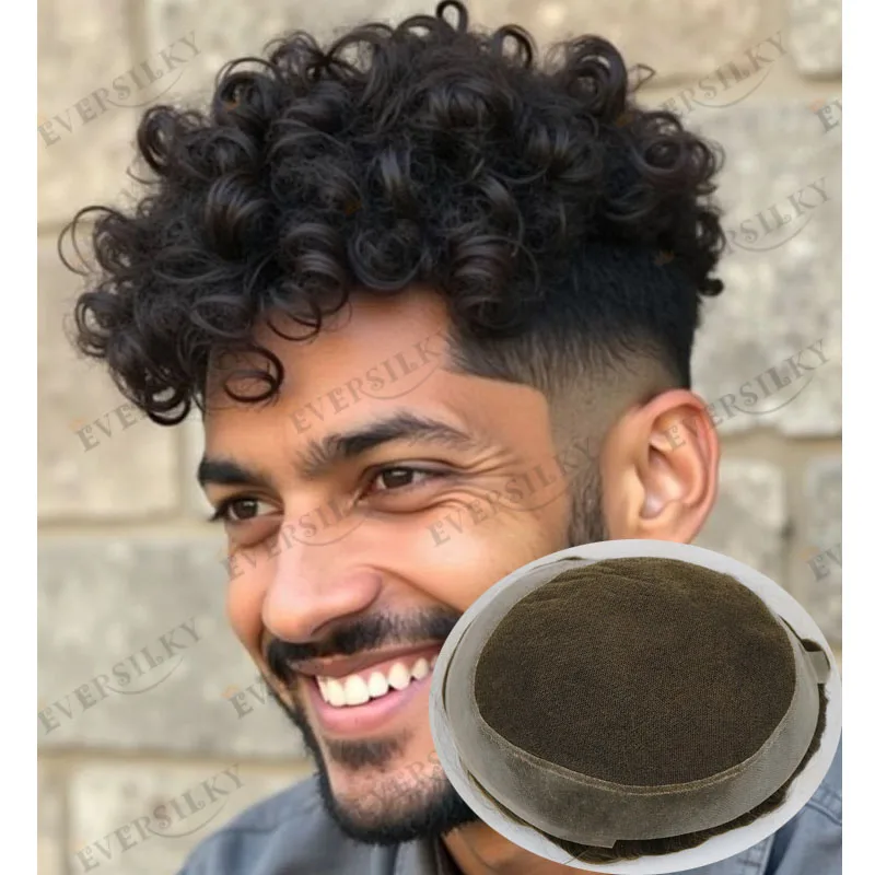 دائم الاسترالية الدانتيل قاعدة الرجال الشعر المستعار الإنسان غير قابل للاكتشاف 18 مللي متر مجعد قوي أحادية قاعدة الرجال الشعر المستعار أسود براون هيربيسي