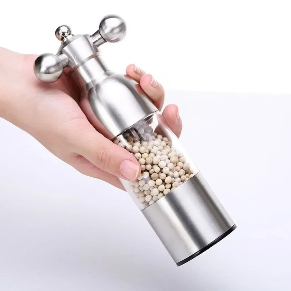 Pepper Grinder Mill 304 Stainless Steel Food Safe Ceramic Burr Manual Salt Grinder Hand Driven Pepper Mill Faucet Valve Shape