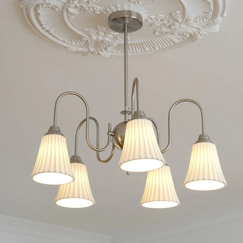 

Средневековая керамическая люстра, французский кремовый ветер, светильник для гостиной, современный американский светильник для столовой, кабинета, спальни