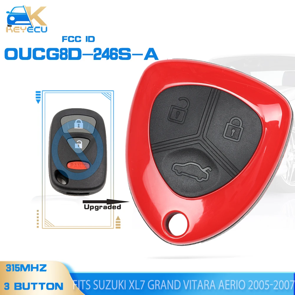 KEYECU OUCG8D-246S-A Upgraded Remote Key 3 Button 315MHz Fob for Suzuki XL7 Grand Vitara Aerio 2005 2006 2007