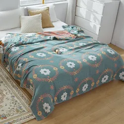 Copriletto in mussola di cotone 100% copriletto in mussola traspirante tessili per la casa bambini adulti Jaccquard divano letto coperte copriletto