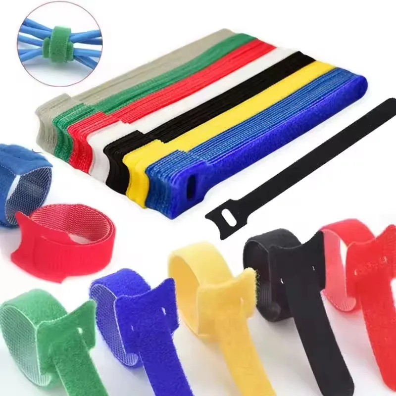 100PCS Releasable Cable Organizer Ties Mouse Earphones Wire Management Nylon Cable Ties Reusable Loop Hoop Tape Straps Tie