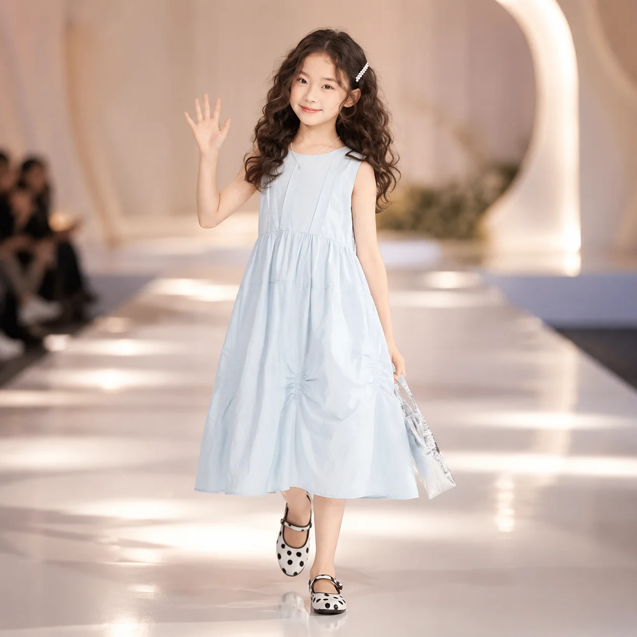 

Girls Kids' Summer Cute Comfortable All Cotton Casual Holiday Style Lazy Loose Tank Top Long Dress Blue Solid for Everyday Wear