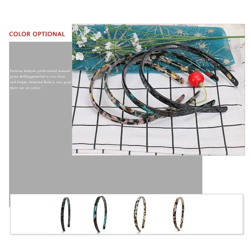 New Elegant Pattern Acetate Hairbands for Woman Anti-slip Delicate Acetate Headbands Woman Forehead Hair Accessories