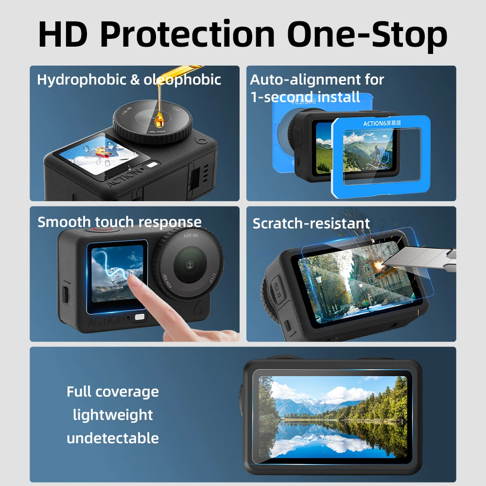 ​ أداة تطبيق واقي الزجاج المقسى للشاشة لملحقات كاميرا DJI OSMO ACTION 6 HD