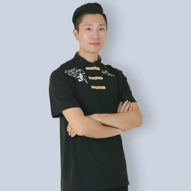 فستان الكونغ فو الصيفي زي فنون الدفاع عن النفس ملابس الووشو ملابس تاي تشي للجنسين النساء والرجال كون ماستر تي شيرت 2023 نمط جديد #4