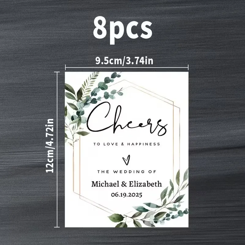 Custom 8/16 Piece Wedding Wine Labels and Stickers, Personalized with Names and Dates, Wedding Stickers, Blessing Love and Happiness Labels, Love