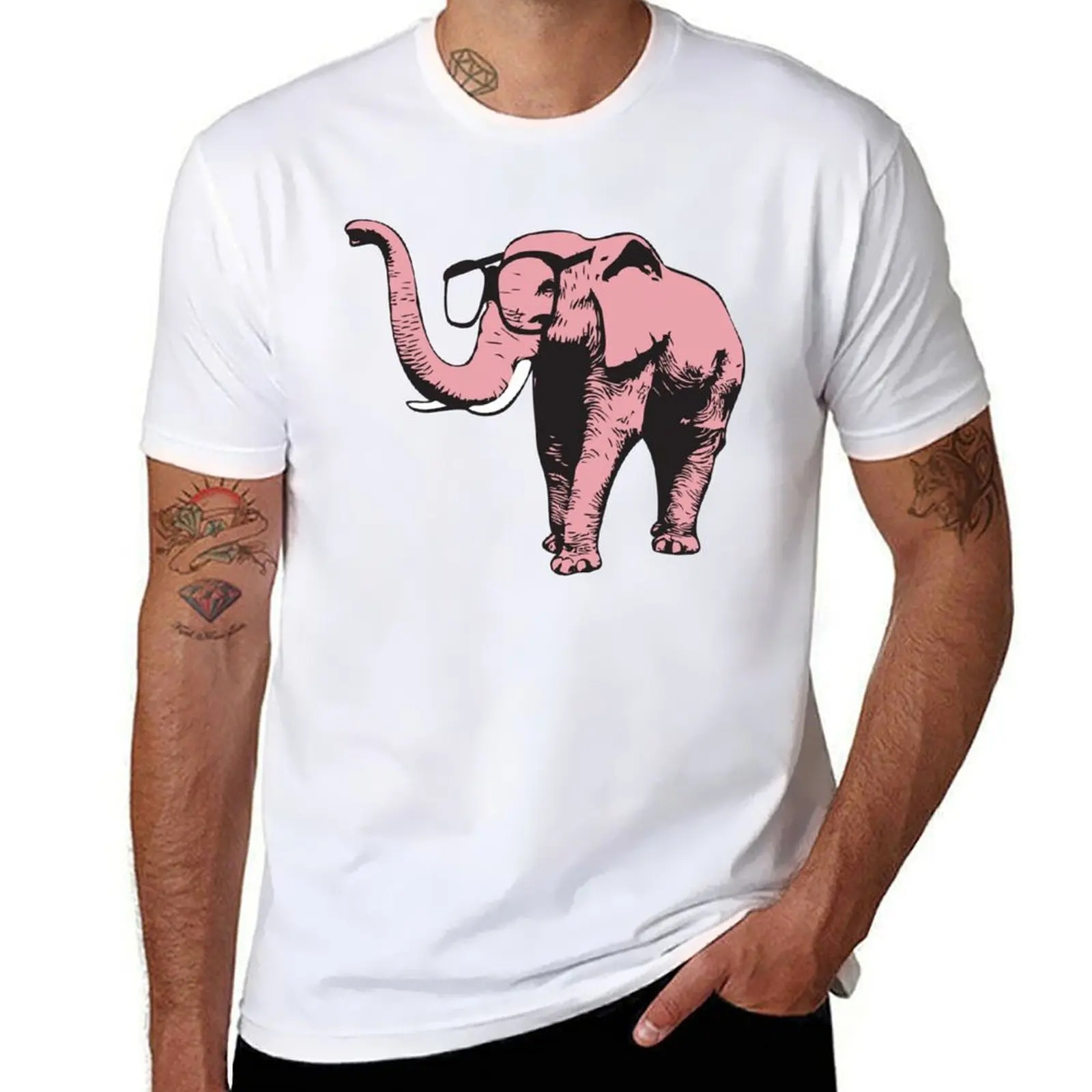 

Pink Elephant With Sunglasses T-Shirt t shirts for man slim fit t shirt man cotton cotton t shirt man T-shirt