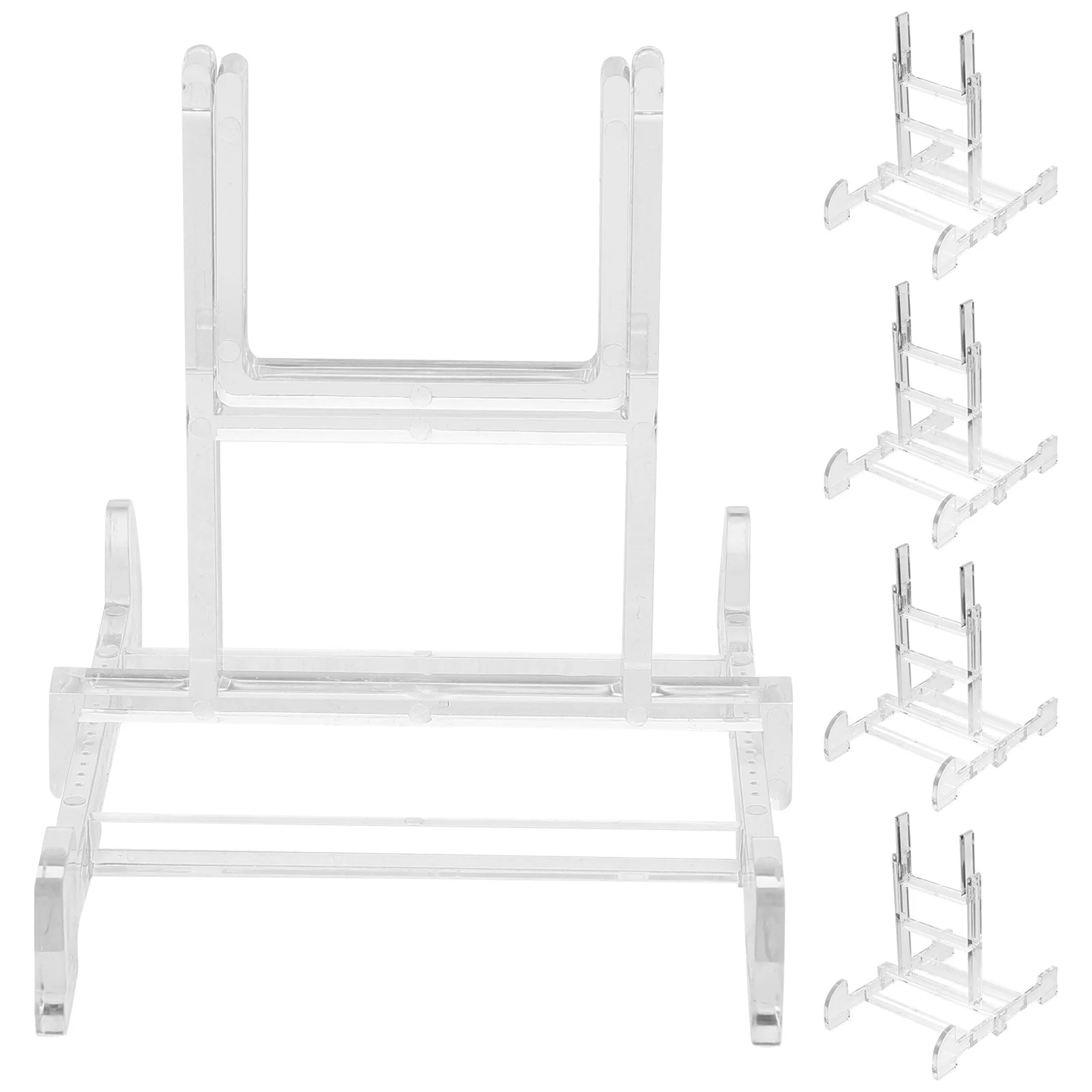 5Pcs Acrylic Plate Stands Transparent Display Holders for Photos Dishes Decor Modern Foldable Home Kitchen Organizer