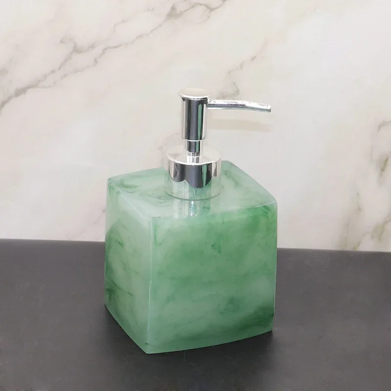 Green Resin Bathroom Set Lotion Bottle Toothbrush Holder Cotton Swab Box Mouthwash Cup Soap Dish Aromatherapy Bottle Tissue Box