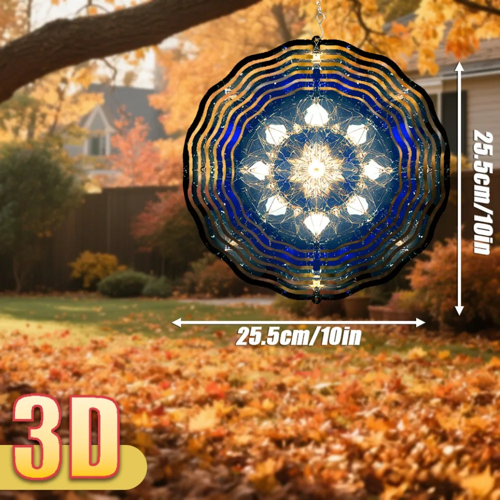 CIFbuy 3D Wind Chime Abstract Cosmic Kaleidoscope Design 360° Rotating Hook DIY Creative Hanging Decor for Home Garden