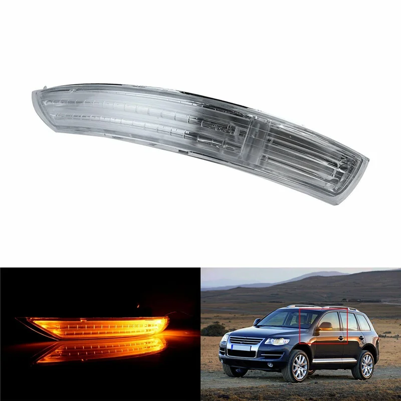 กระจกข้างรถยนต์มองหลังไฟ LED สำหรับไฟสีเหลืองสัญญาณเลี้ยวสำหรับ-VW Touareg 2007-2011 7L6949101C ซ้าย