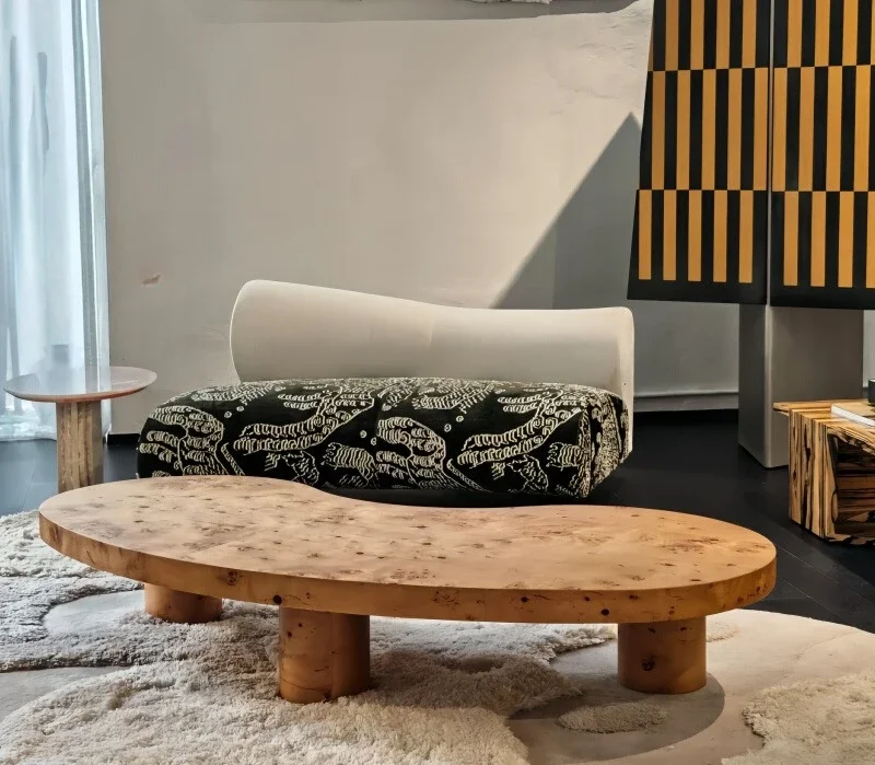 

ls 18Vintage Style Tree Bark Coffee Table French Retro Style Light Luxury Side Table