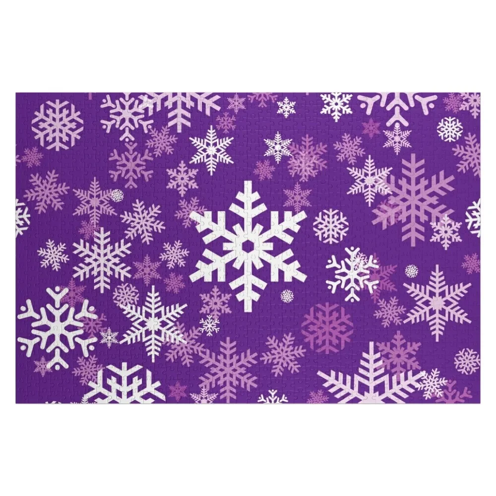 

Snowflakes Pattern in Purple Jigsaw Puzzle Photo Personalized Gifts Personalize Puzzle
