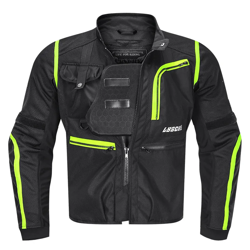 

LYSCHY Summer Jackets Men Breathable Mesh Racing Jacket Motorcycle Jacket With 6pcs Protections Anti-fall Bike Supplies Jacket