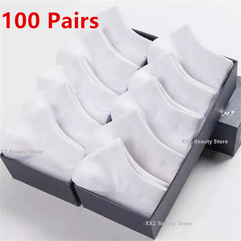 10/50 Pairs Black Men Socks Thin Breathable Socks Soft Cotton Sweat-Absorbing Casual Business Ankle Boat Socks For Men Women