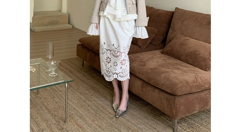 2026 Spring and Summer Retro Leisure Fashion Versatile Half length Skirt Lace Women