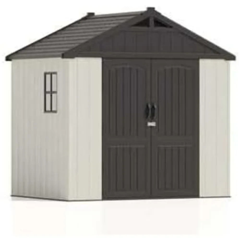 Garden Shed Storage House and Tool Storage. Easy Installation in Gray and White Backyard Outdoor Warehouse Ideal for Garden Home