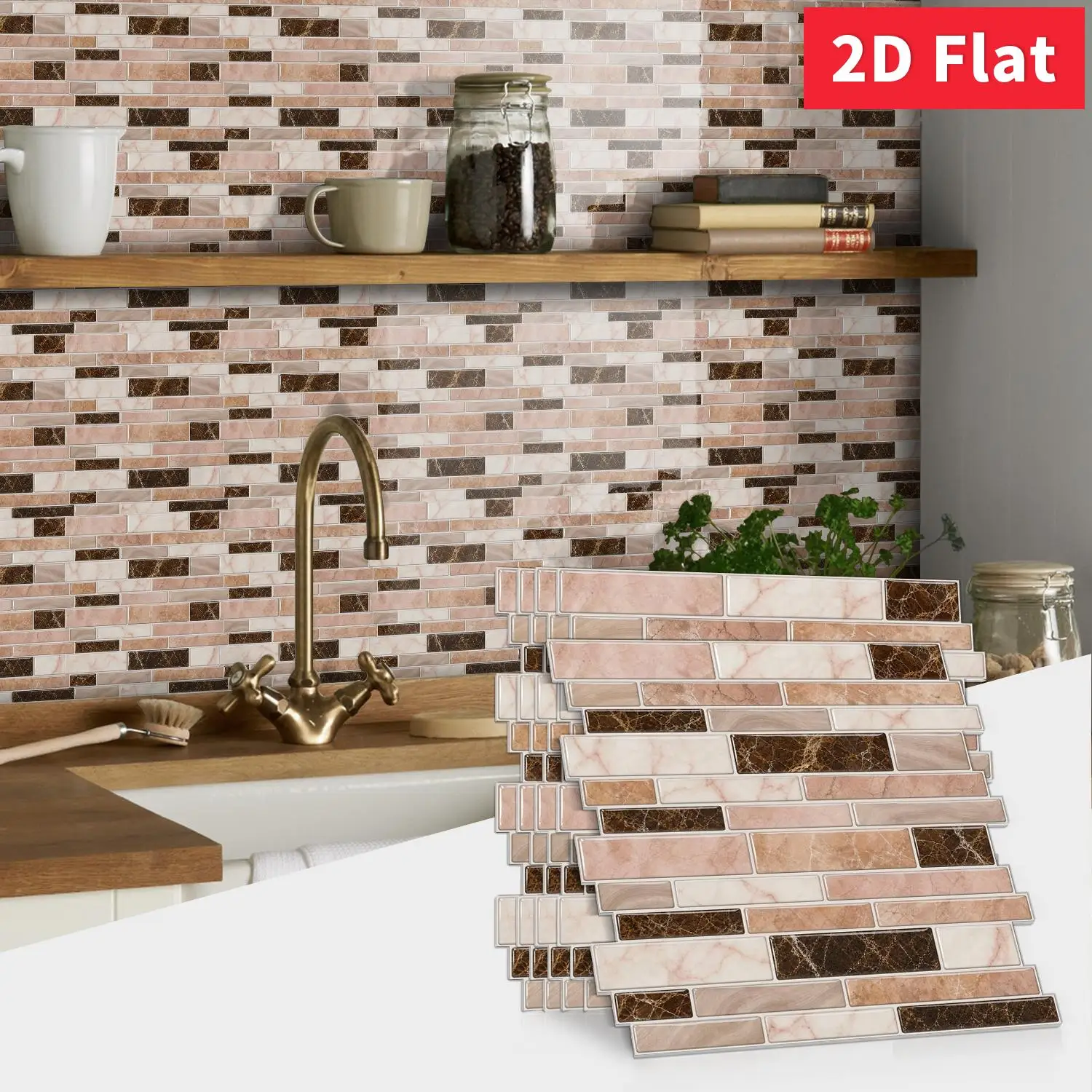 Blush Pink Brown Marble 12x12