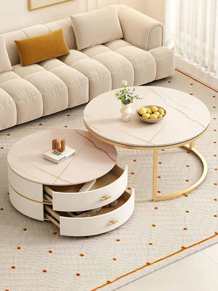 Living room rock table cream wind household modern simple online celebrity light luxury small apartment