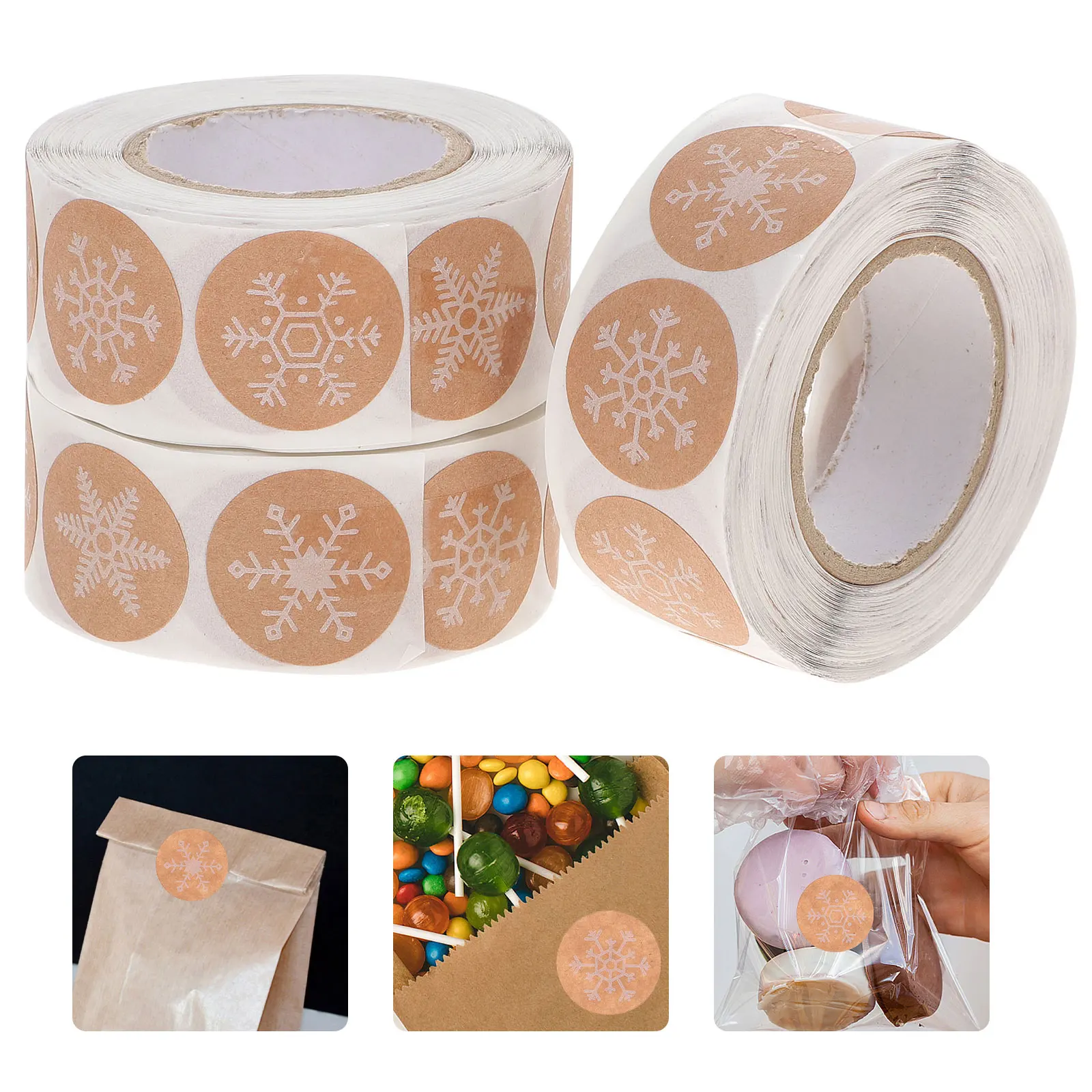 

Snowflake Stickers Christmas Copper Plate Self Adhesive Paper for Gift Boxes Sealing Envelops Wrapping Small Sized Expression