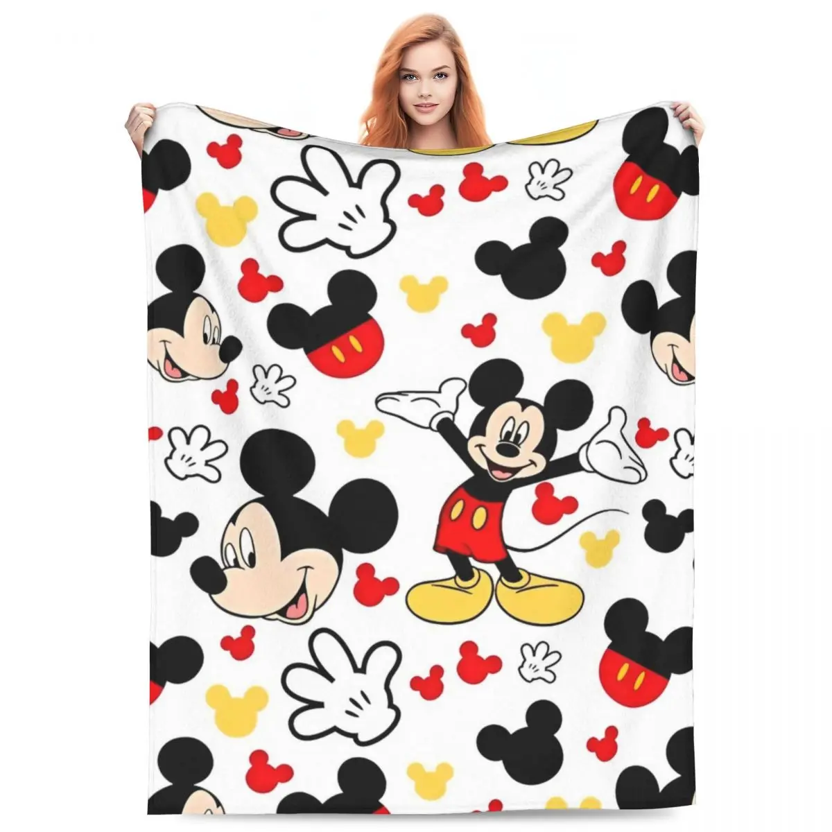 Mickey Mouse Cartoon Throw Blanket Flannel Bedspread For Couch Chair Sofa Bed Graphic Sofa Bed Cover