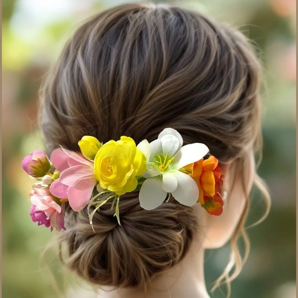 

Barrettes Sweet Flower Hair Comb Ethnic Style Fixed Combs Thai Hair Accessories Bohemian Hair Clip Thailand Flower Hairpin Girls