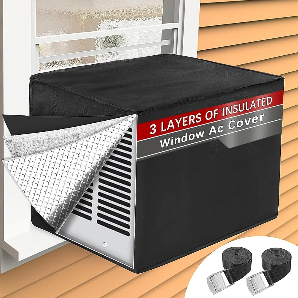

Winter Insulation Air Conditioner Cover, Waterproof Windproof 3-Layer Design, 27.5x22.5x18.5 Inches Black