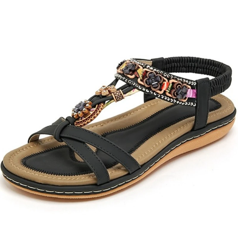 

Летние женские повседневные пляжные сандалии на плоской подошве с декором из страз для отпуска, отдыха у бассейна и на побережье