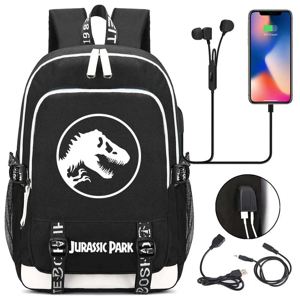 HOT sale Jurassic Park World backpack multifunction USB charging Travel bag for teenagers Boys Girls Student School Bags