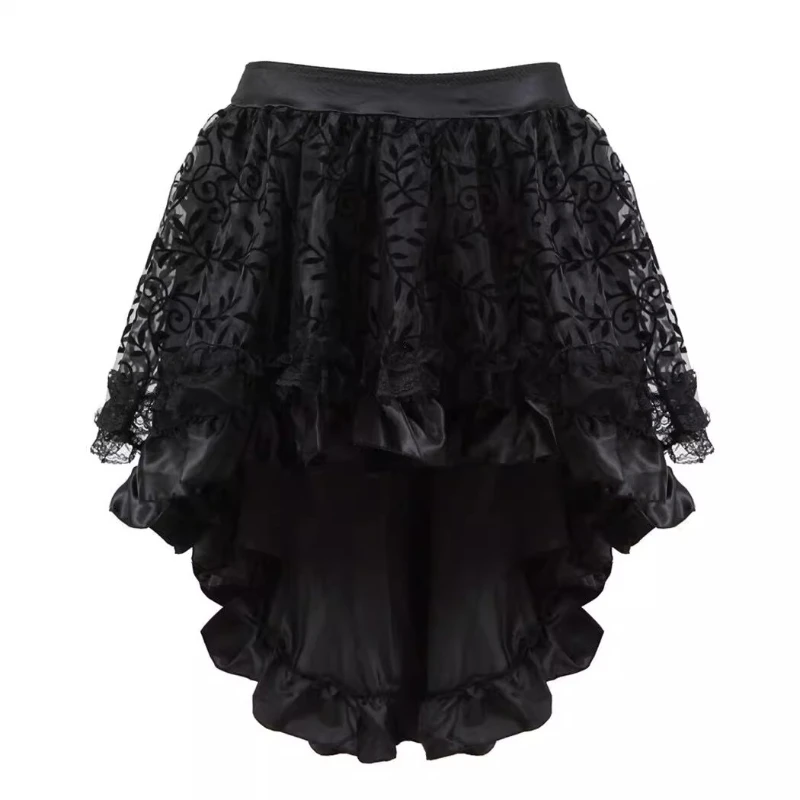 Vintage Dark Gothic Black Embroidery Printing Irregular Women's Mini Skirt Original Sweet Cool Versatile Y2K Short Skirts Ladies