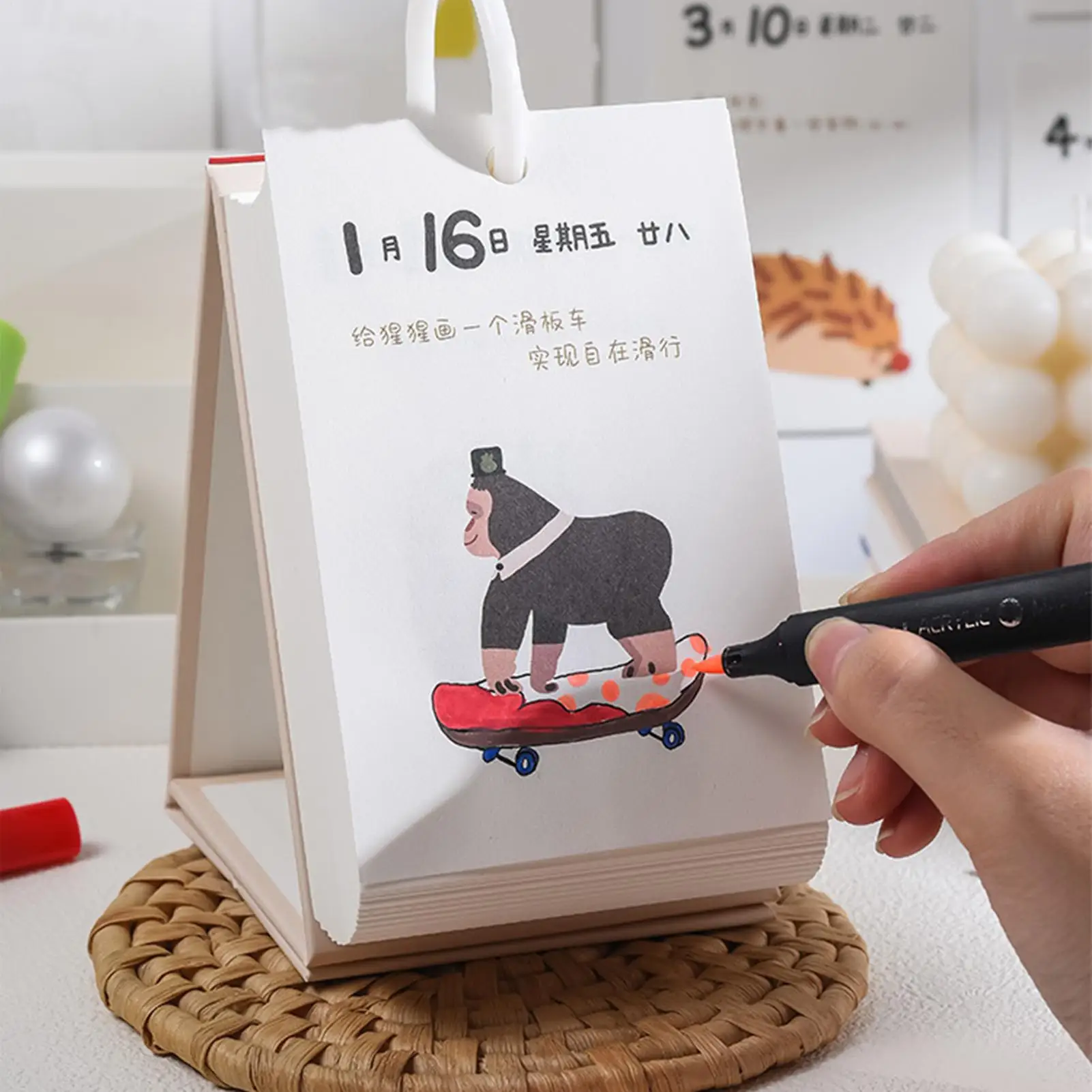 

2026 Desk Calendar Aesthetic Yearly Planning Paper DIY Paper Calendar For Home Office Dorm Bedroom Living Room School Nursery