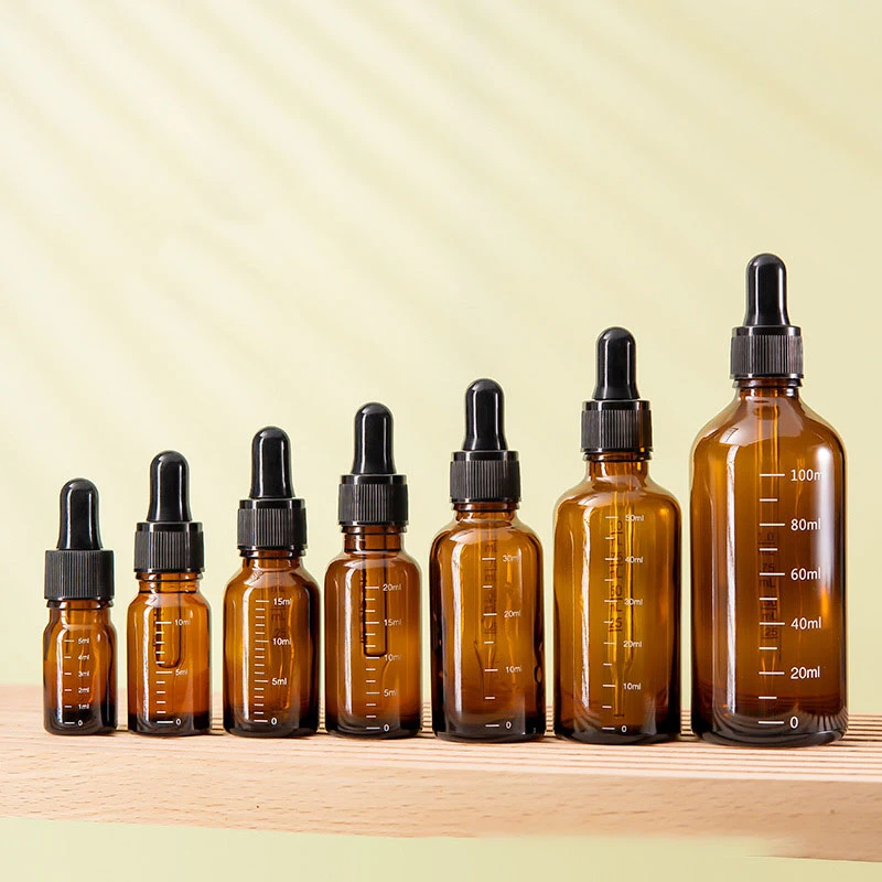 5ml-100ml Tropfflaschen mit Skala, Reagenzflaschen, Augentropfen, Braunglas, Aromatherapie-Flüssigkeitspipettenflaschen, nachfüllbare Reiseflaschen