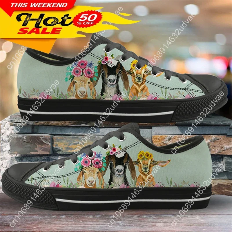 New Fashion Youth Women Light Canvas Flats Baby Goat Printed Vulcanized Shoes Low Top Casual Sneakers For Students/Adult Zapatos