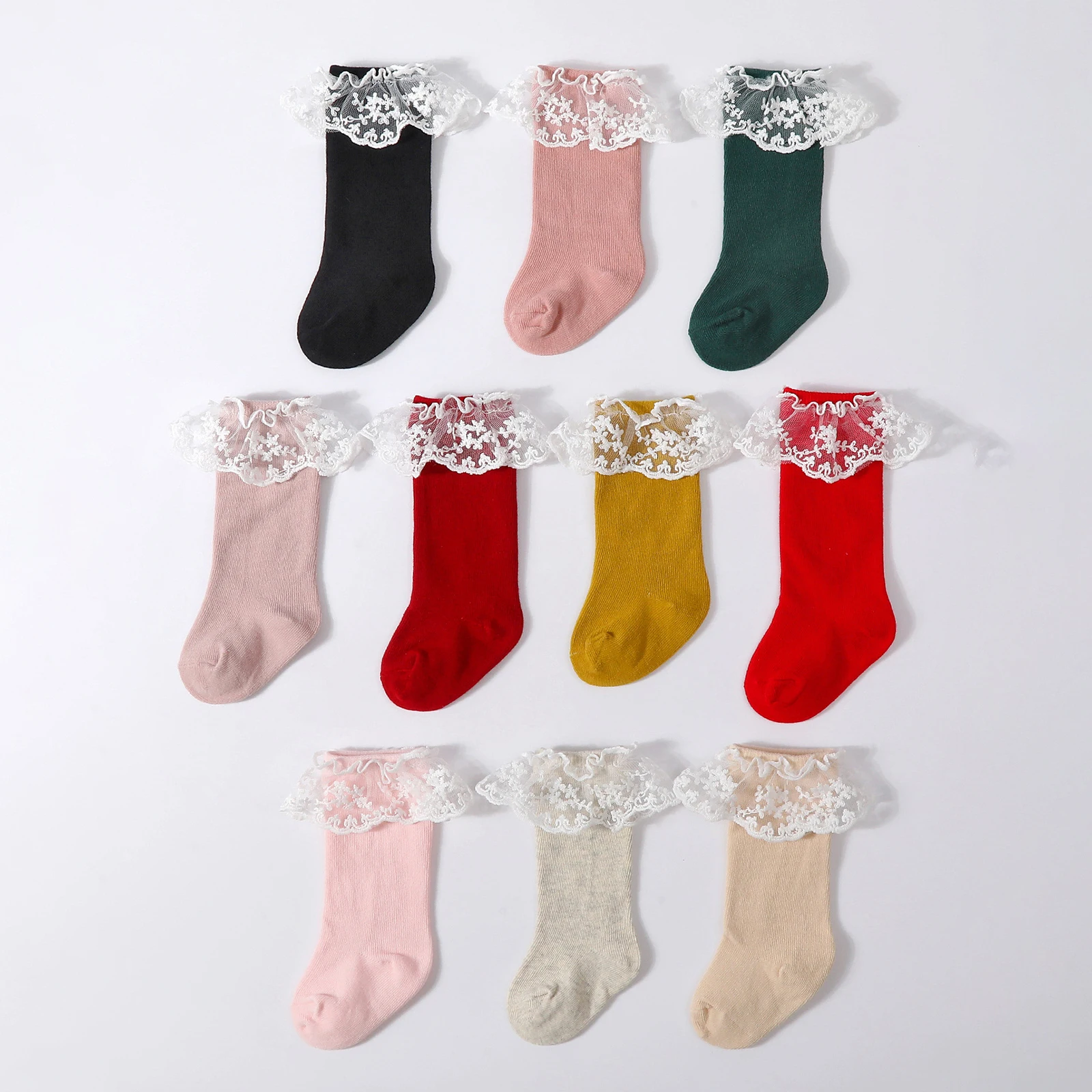 0-3Y Infant Baby Girls Knee High Socks Holiday Cute Lace Decorated Princess Stockings Stylish Comfortable Socks for Daily Looks