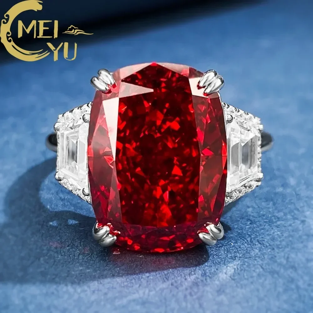 

2024 Luxury 100% 925 Sterling Silver 11*15mm Ruby Rings for Women Gemstone Wedding Cocktail Party Fine Jewelry Anniversary Gift