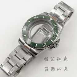 40MM Brushed Center Strap Sapphire Crystal Watch Case Glide Lock Clasp Fit NH34 NH35 NH36 NH38 ETA2824 Movement 120Click Bezel