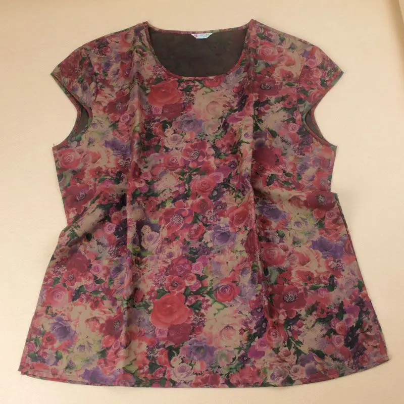 Give mom 100% mulberry silk fragrant cloud yarn vest retro luxury silk short-sleeved middle-aged and elderly women's clothing