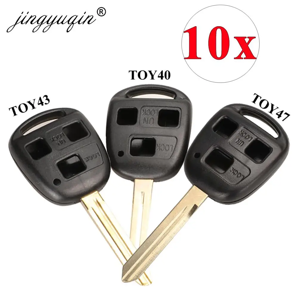 

jingyuqin 10pcs Toy43 TOY47 3 Button Remote Shell Car Key Case Fob For Toyota Celica Avensis RAV4 Prado Camry Corolla YARIS RAV4