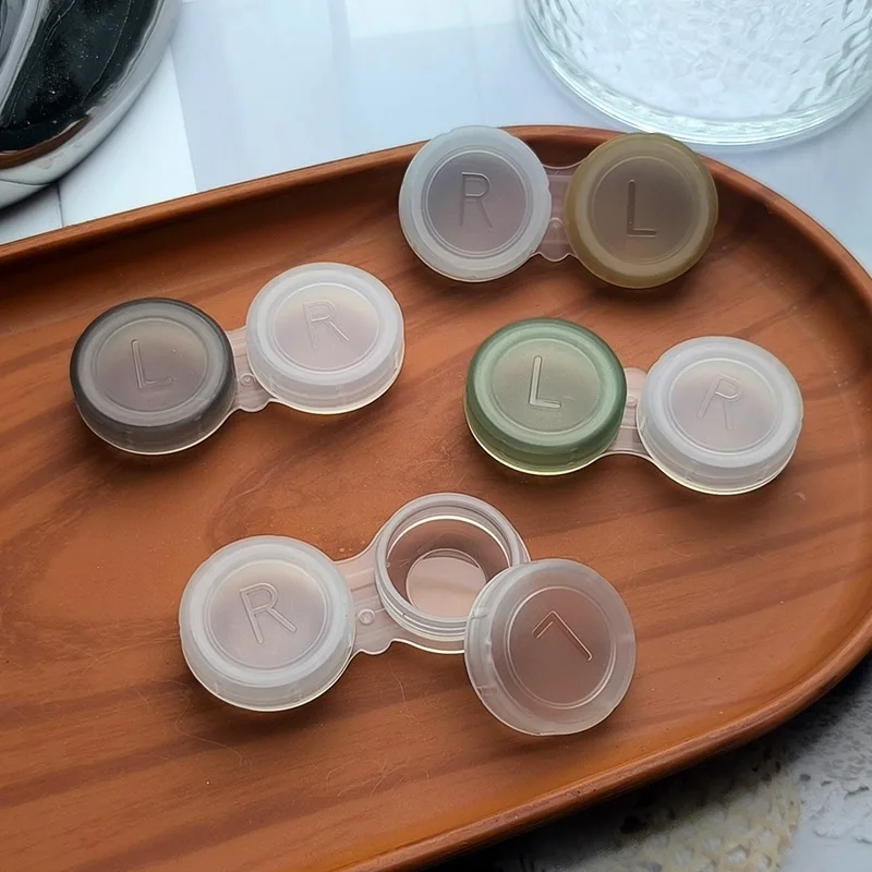 random1pc INS Transparent Two-tone Contact Lens Case Mini Portable Colored Contact Lenses Double Box Eyewear Storage Holder
