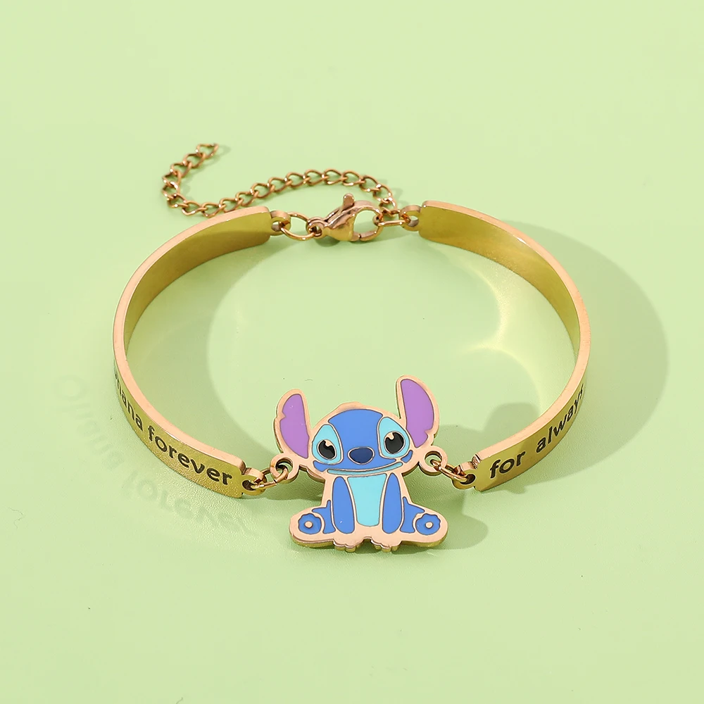 Disney Anime Bangle Accessories, Lilo and Stitch, Stitch Is My Spirit Animal, Ohana Forever for Always Lettering Bracelet