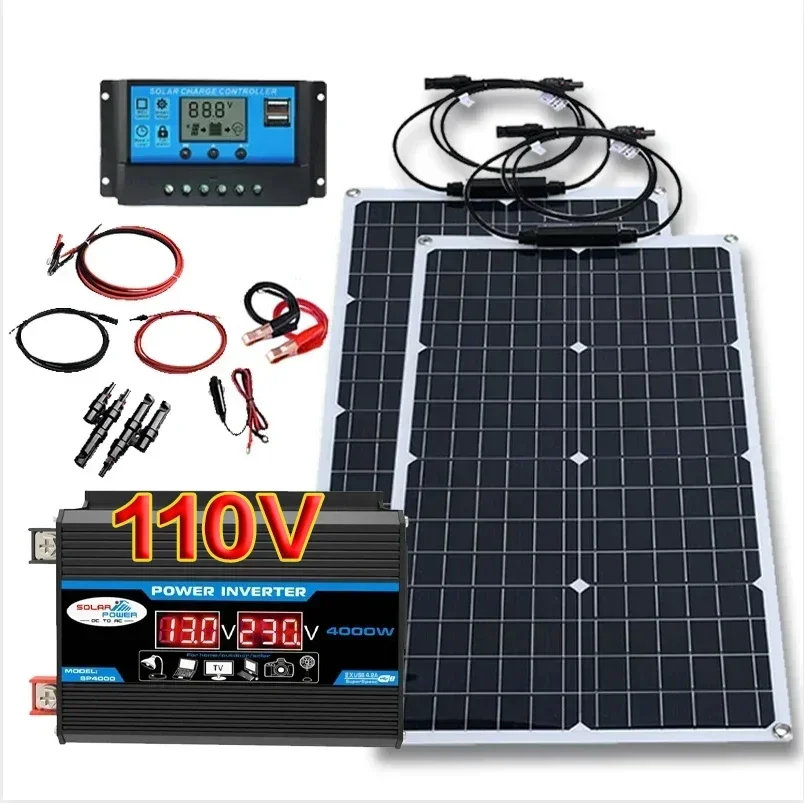 6000W Solar Panel Inverter Kit Solar Controller Waterpfoof Camping Solar Power 110V-220V Generation Intelligent Charging Board