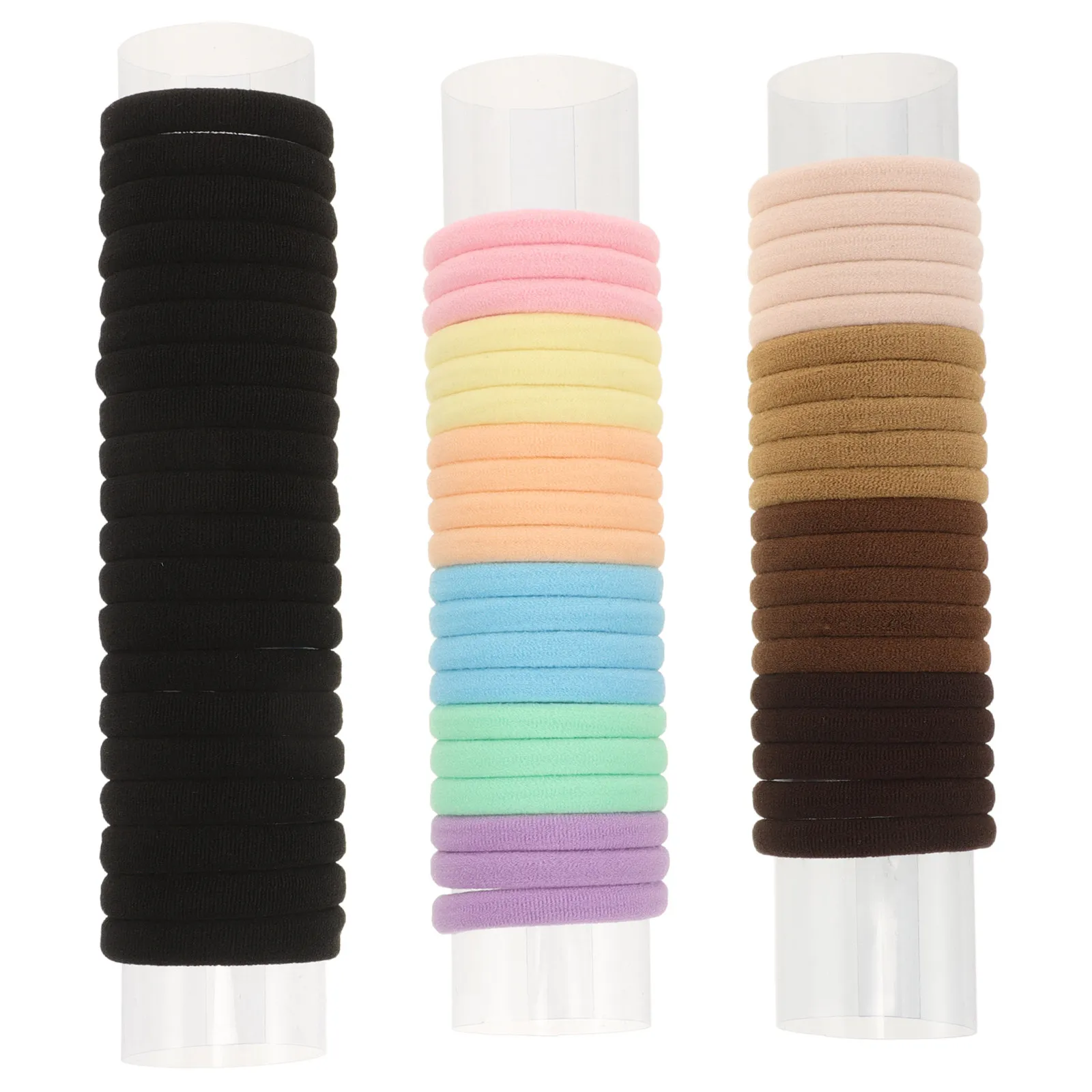 

60Pcs Stretchy Hair Ties High Elasticity Seamless Cotton Bands Thick Rope for Women Girls Reusable Ponytail Holders Daily Wear