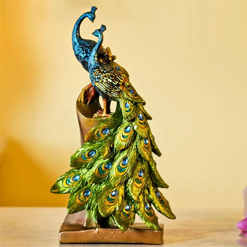 1Pc Peacock Ornament Creative Stylish Chic Fashion Resin Craft Adornment Peacock Home Decoration Ornament