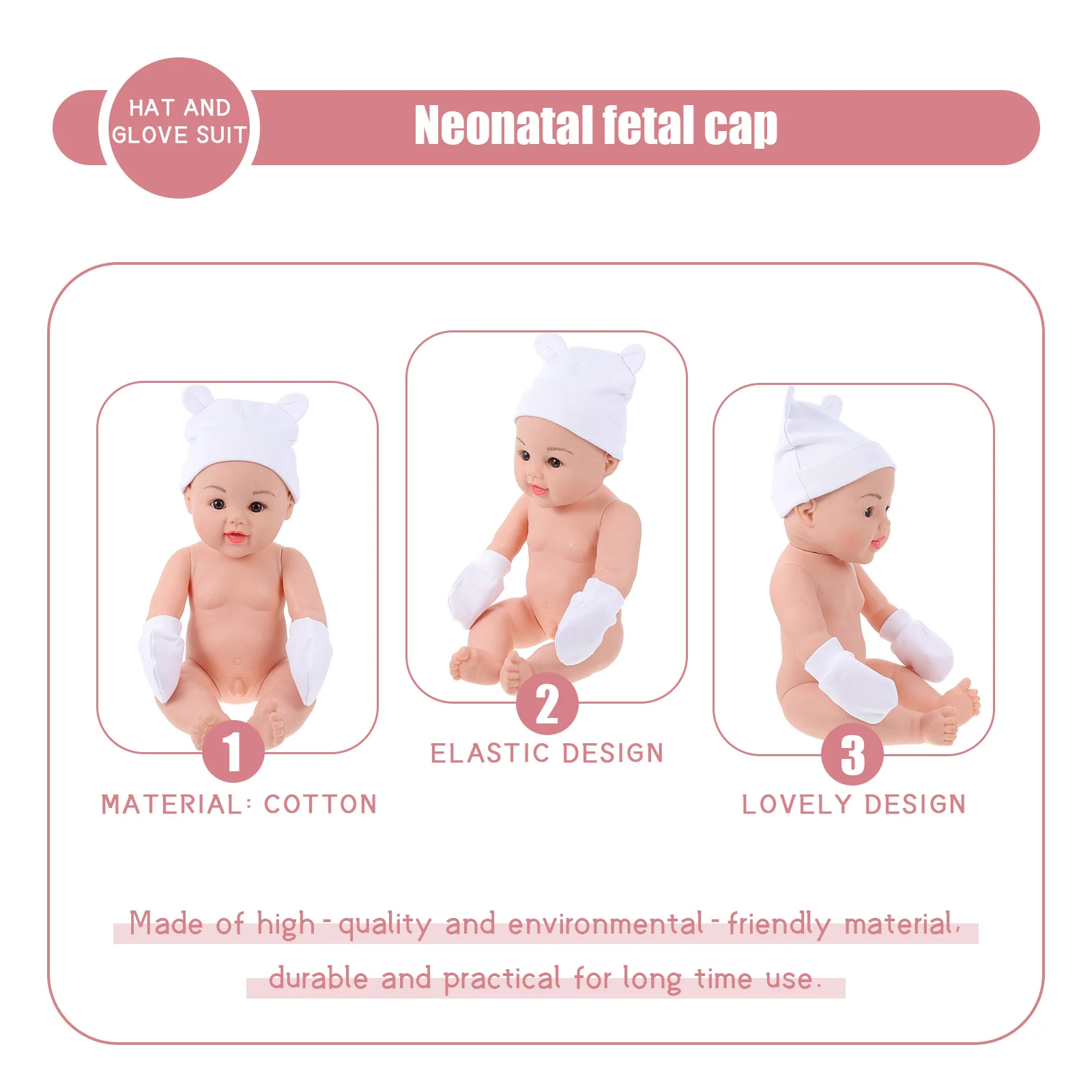

1 set 1 Set Newborn Baby Hat Gloves Hand Covers Anti-Scratch Cotton Protection Kit For 0-6 Months Winter Warm Accessories