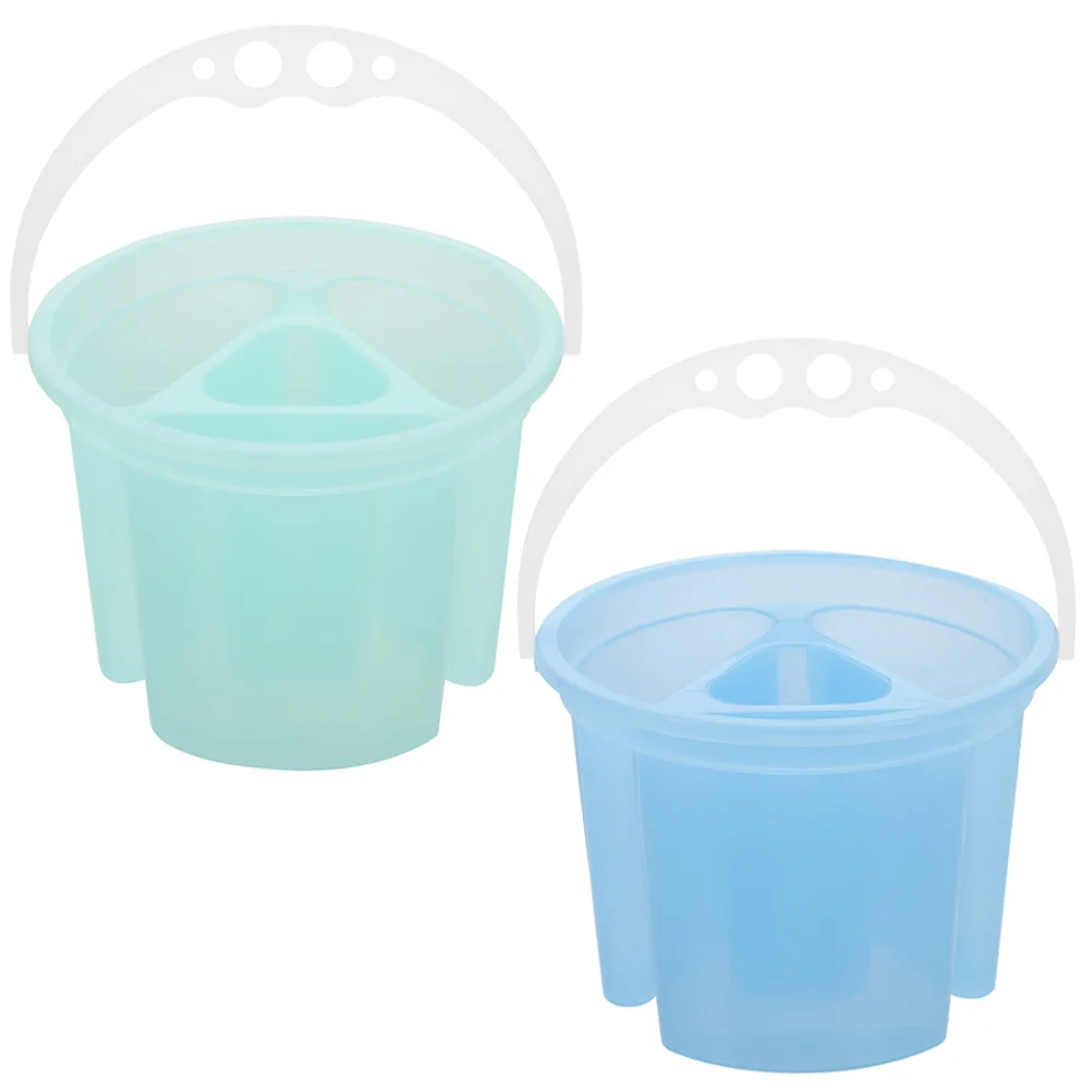 

2pcs Paint Brush Cleaner Reusable Plastic Brush Washer Durable Water Bucket For Artists School Use Easy Cleaning Accessory