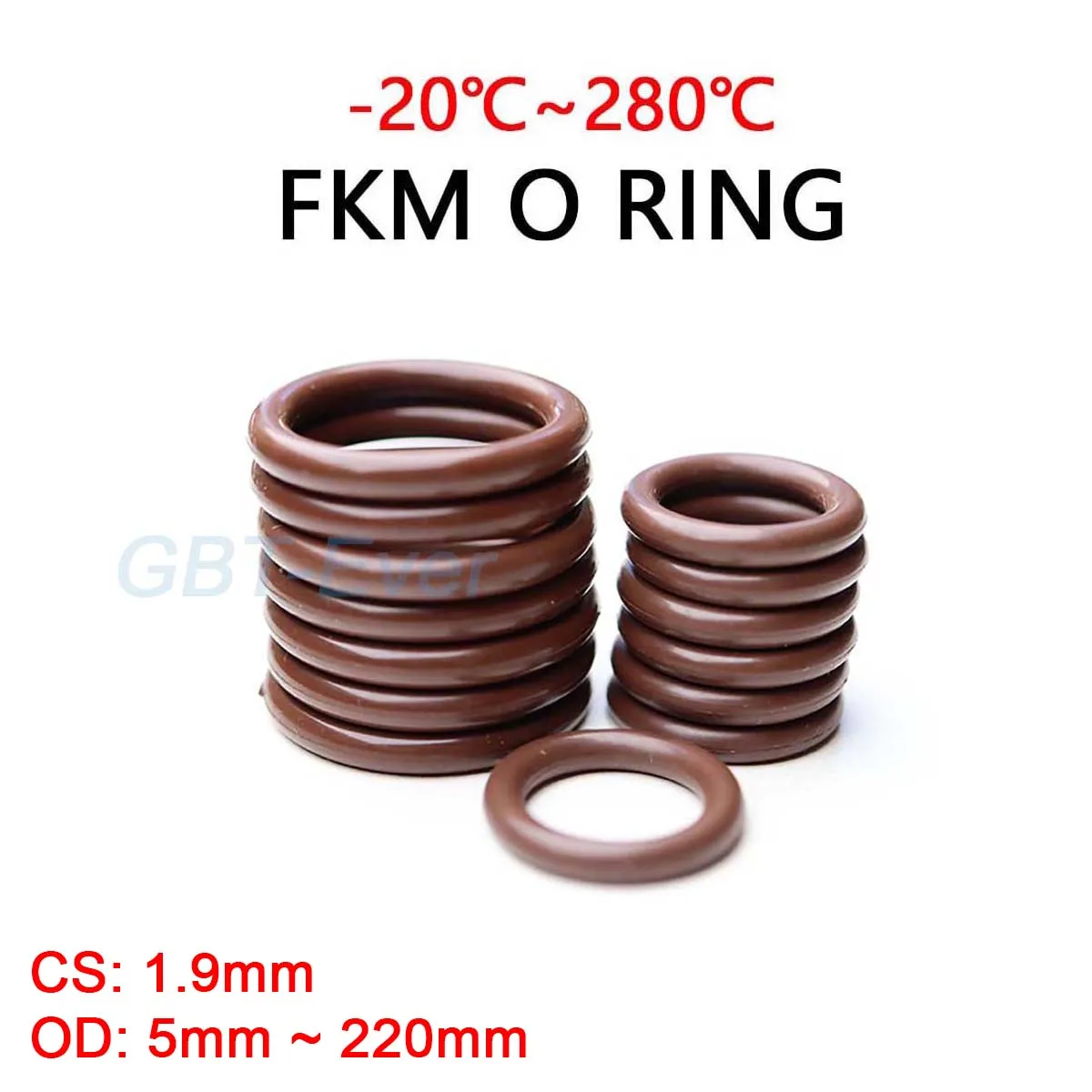 

FKM Brown Fluorine Rubber O Ring CS 1.9mm OD 5mm ~ 220mm O-Rings Sealing Gasket Washer Oil Resistant Acid & Alkali Resistant