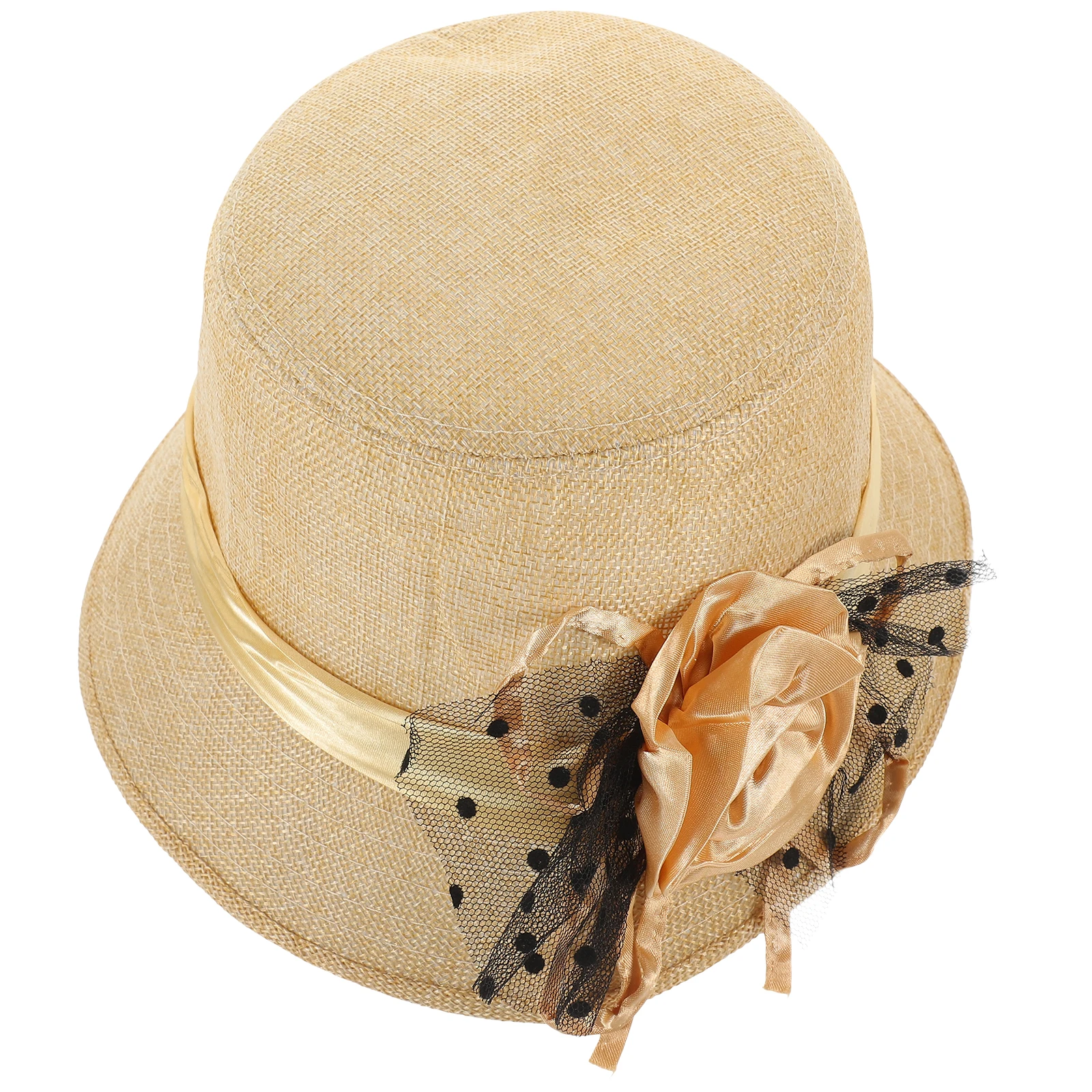 

Church Hat Elegant Vintage Tea Party Accessory Women'S Fashionable Outdoor Beanie Warm Thickened Bucket Lace Flower Decorative